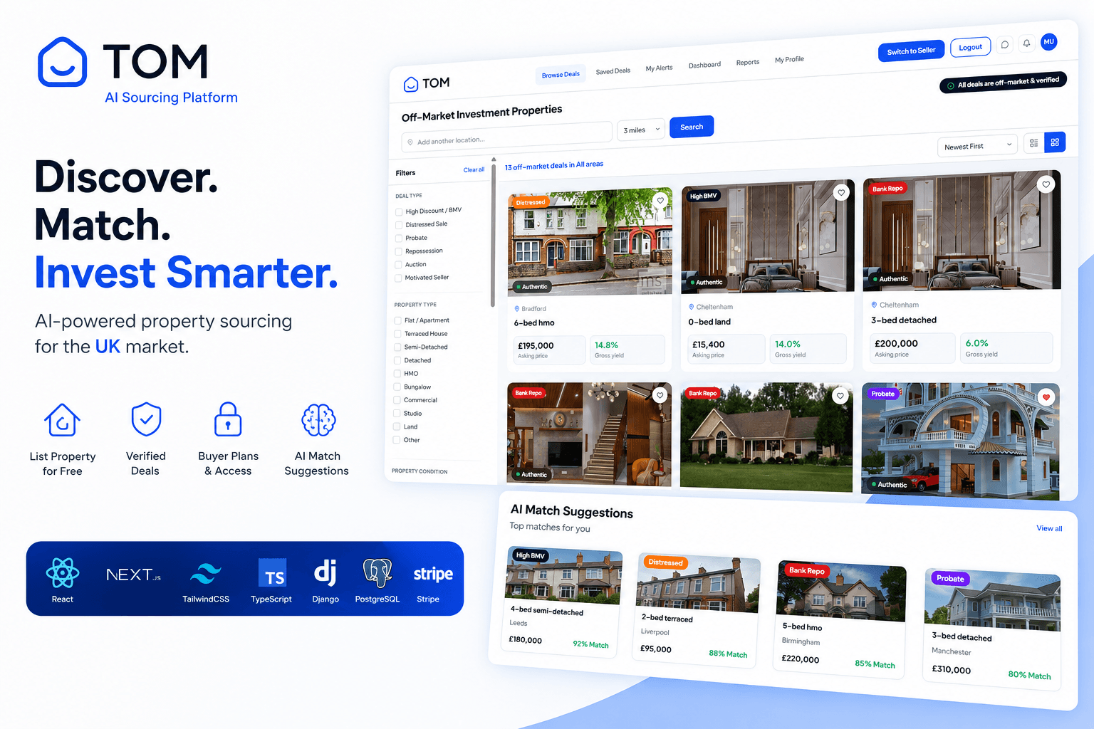 Tom / AI Sourcing Platform website